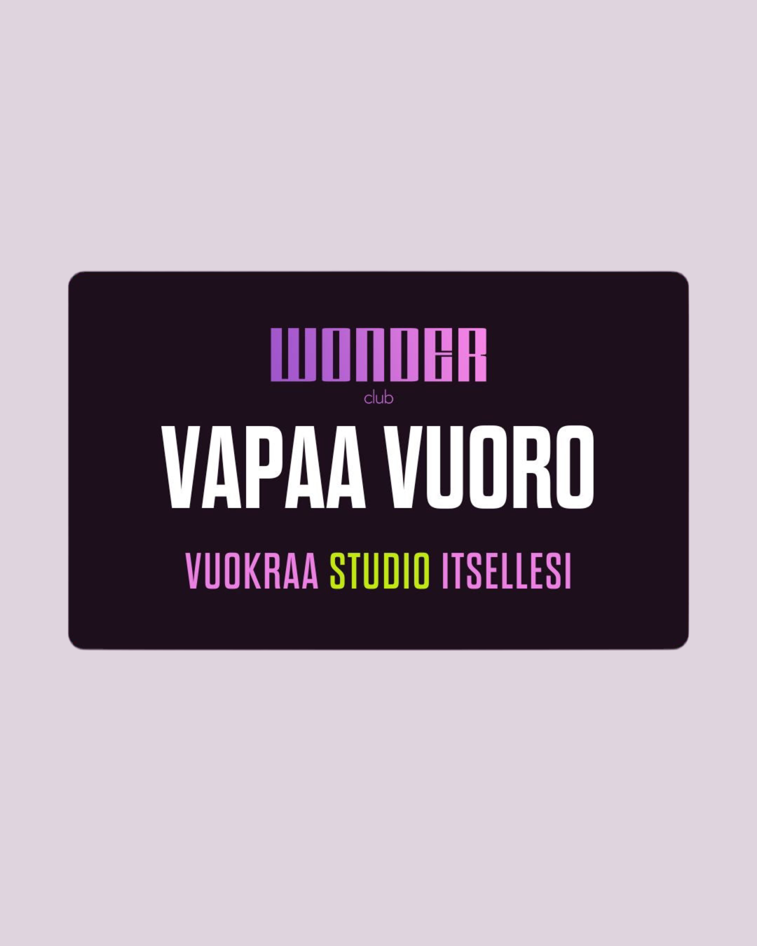 Studion vuokraus / vapaa vuoro