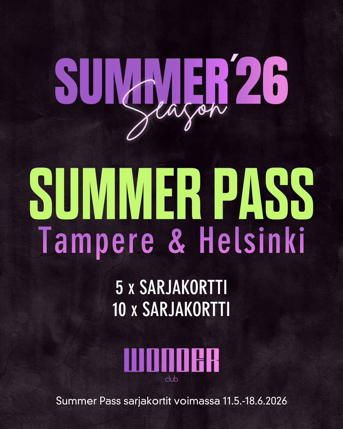 Sarjakortit 11.5-18.6 SUMMER PASS | Tampere & Helsinki