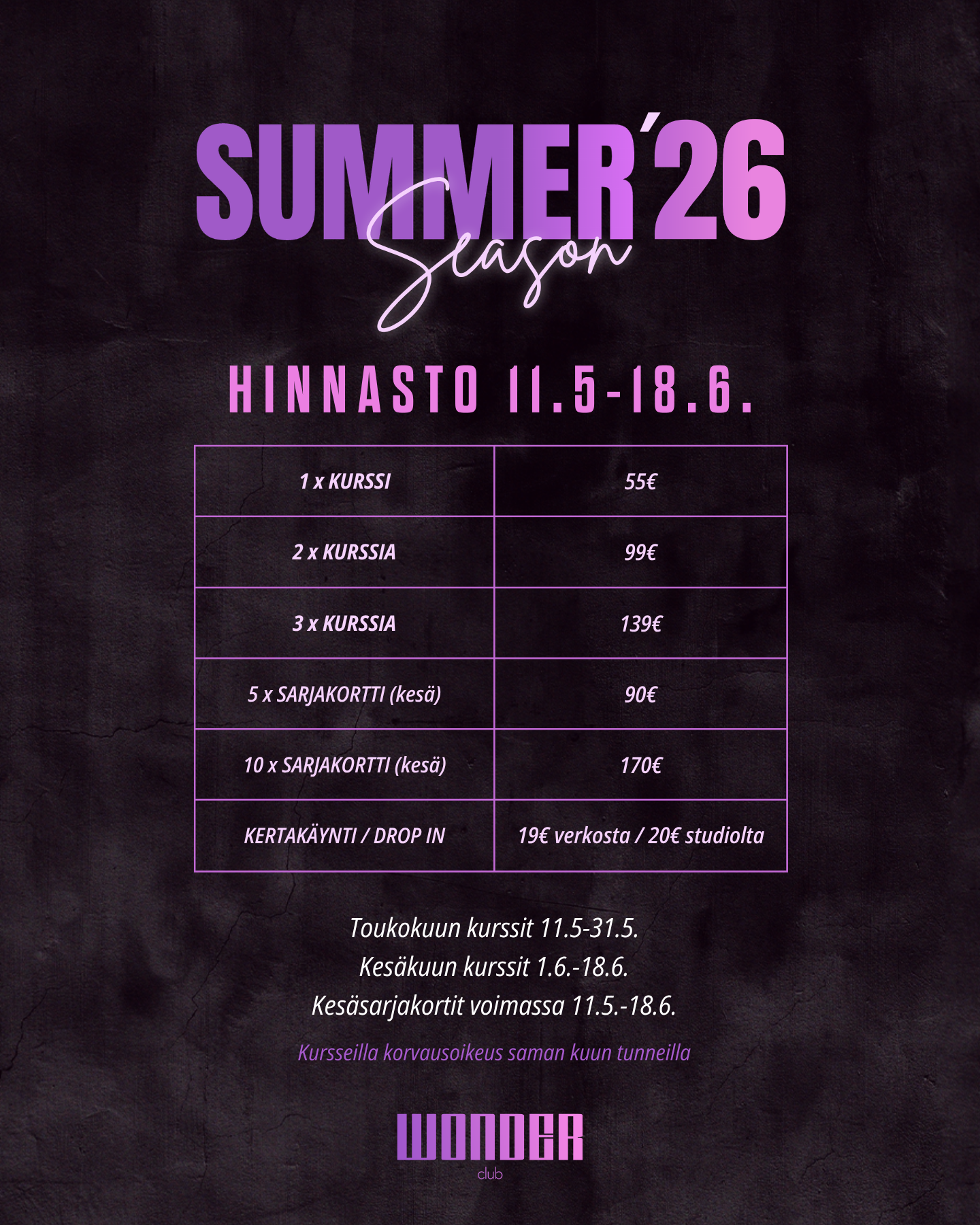 June Classes - 3 viikon kurssit TAMPERE 2026