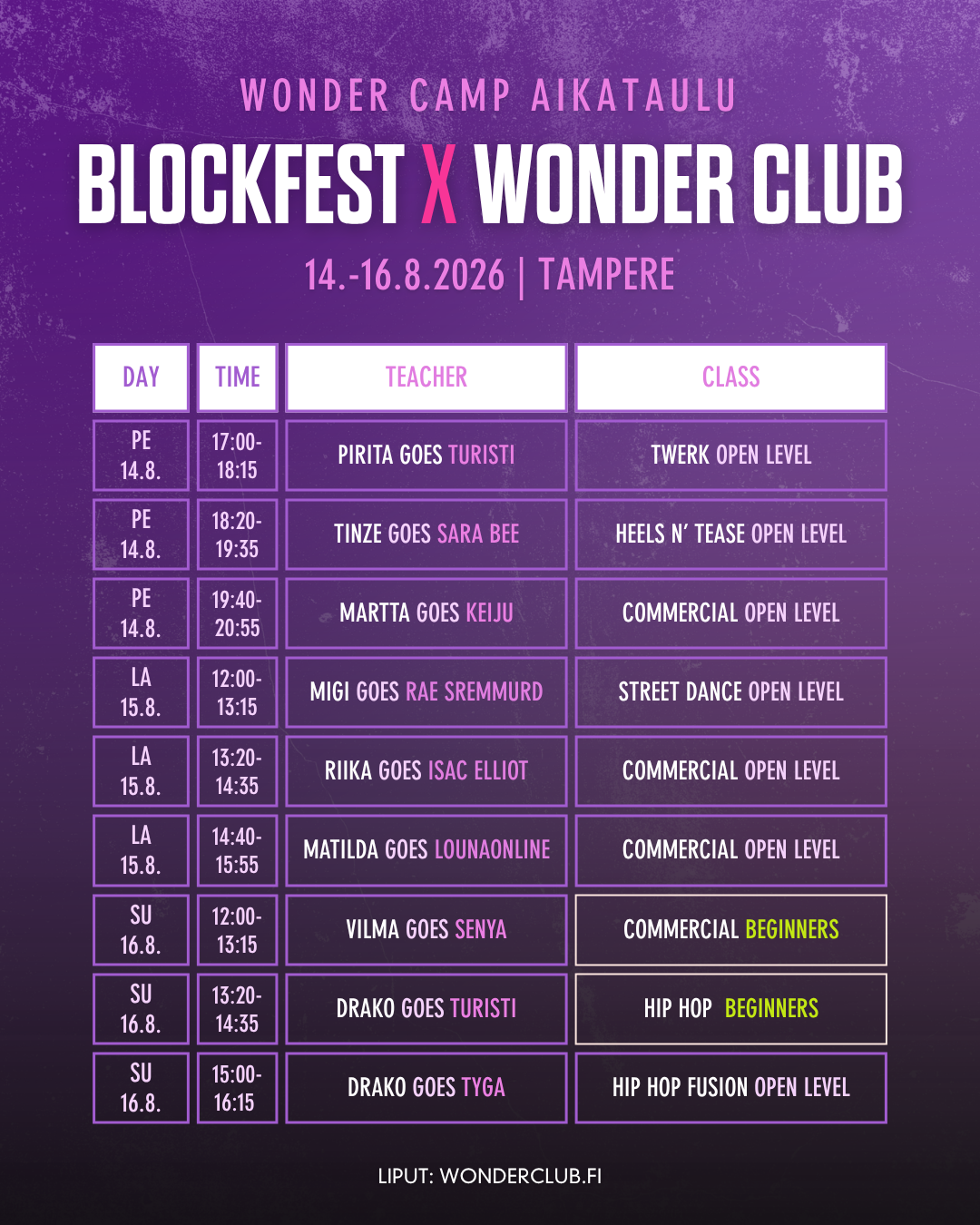 BLOCKFEST X WONDER DANCECAMP 14.8-16.8. | Tampere