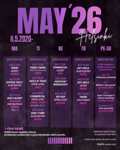May Classes '26 - 3 viikon kurssit HELSINKI 2026