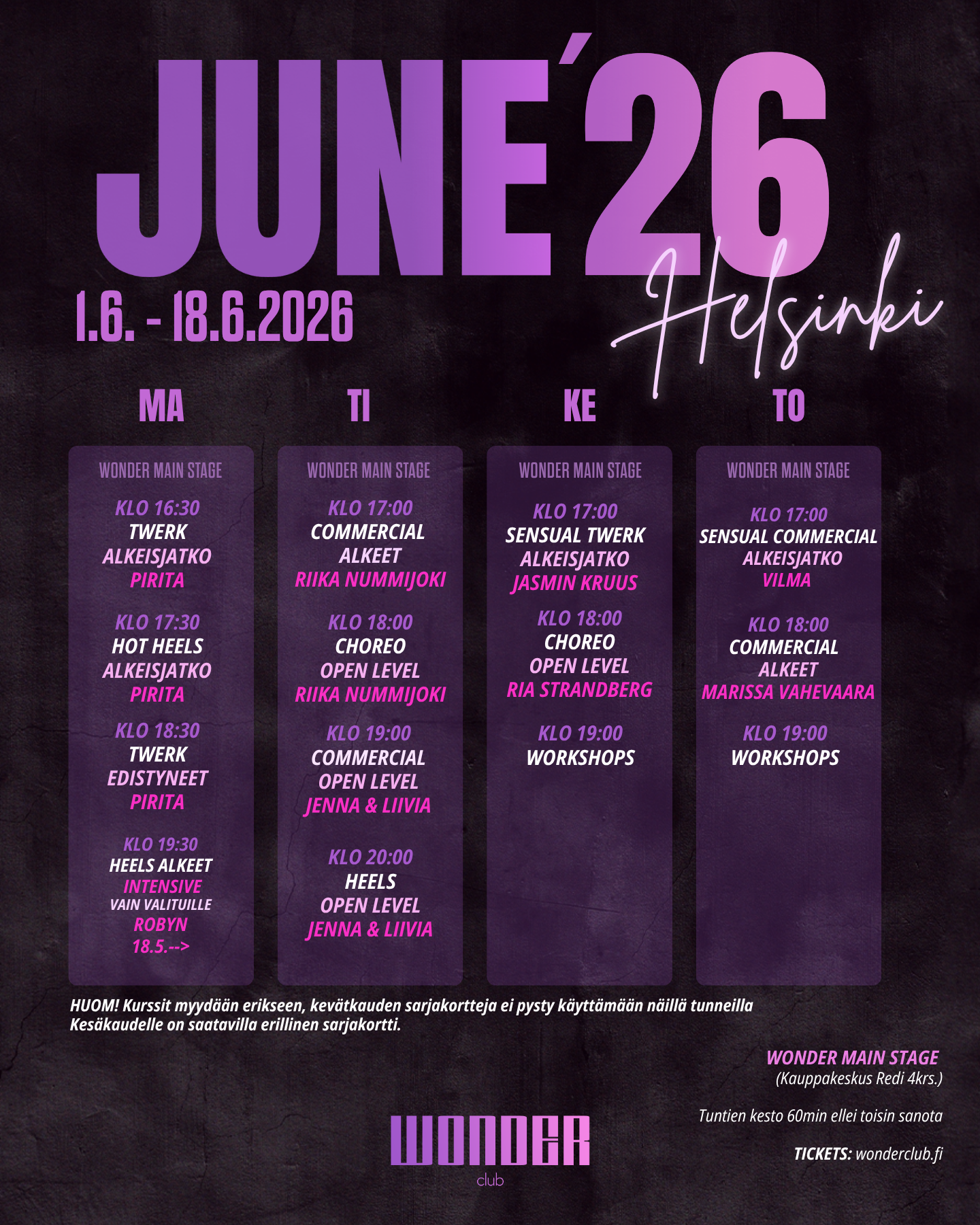 June Classes - 3 viikon kurssit HELSINKI 2026