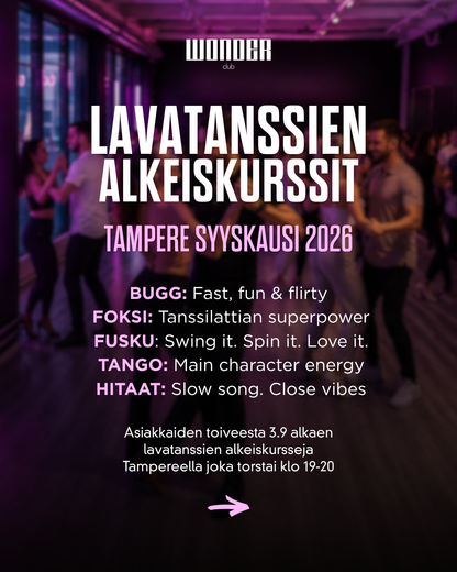 Lavatanssien alkeiskurssit FALL 2026 - Kokeilutunti 27.8. | Tampere