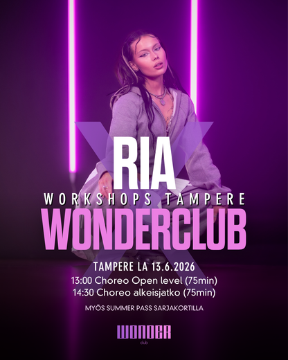 Choreo ALKEISJATKO & OPEN LEVEL by Ria | la 13.6. | Tampere | WORKSHOPS 75min