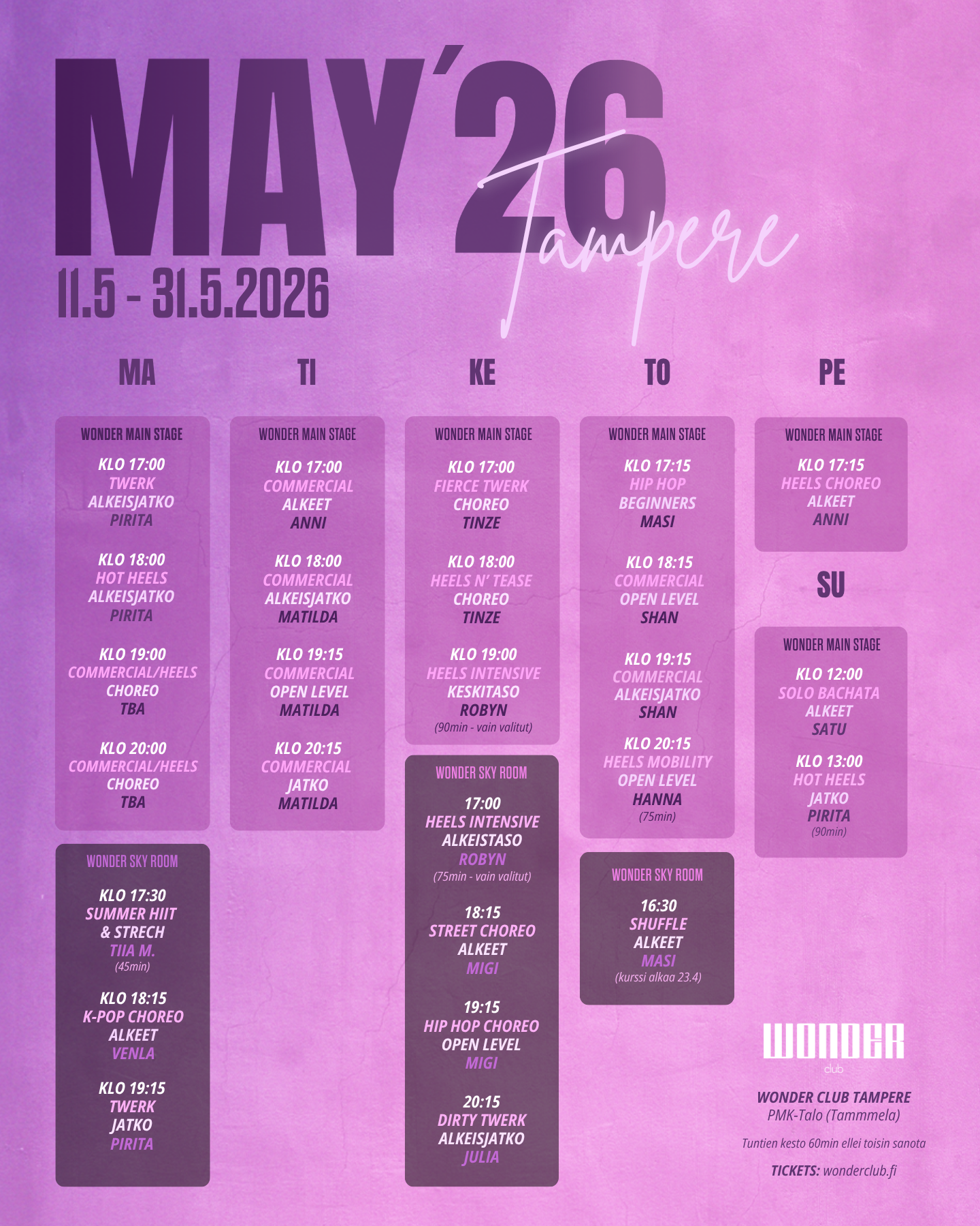 May Classes - 3 viikon kurssit TAMPERE 2026