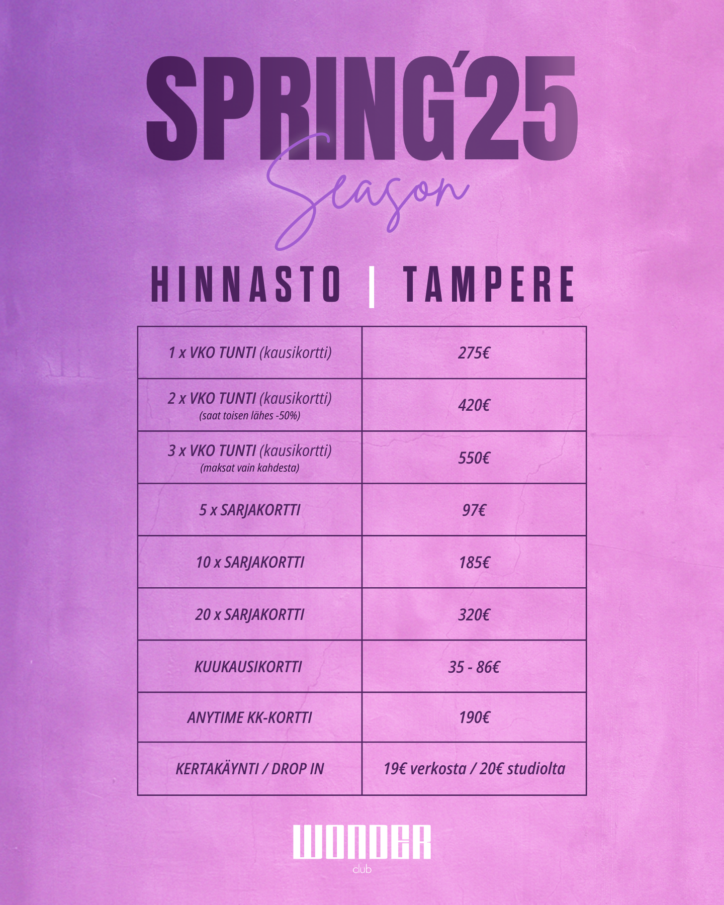 TAMPERE | Wonder Club | kevätkausi 2026