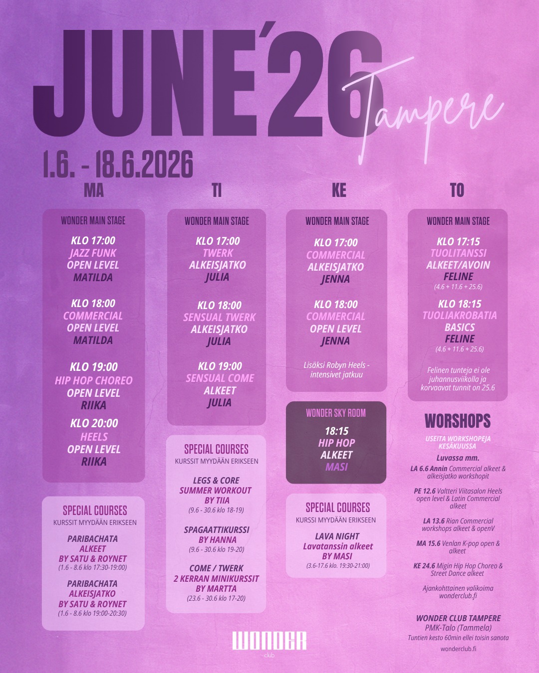 June Classes - 3 viikon kurssit TAMPERE 2026