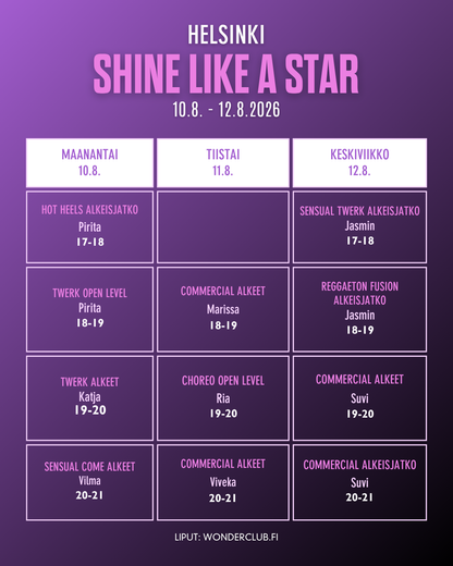 Shine Like A Star | 5€ KOKEILUTUNNIT | Fall'26 Helsinki