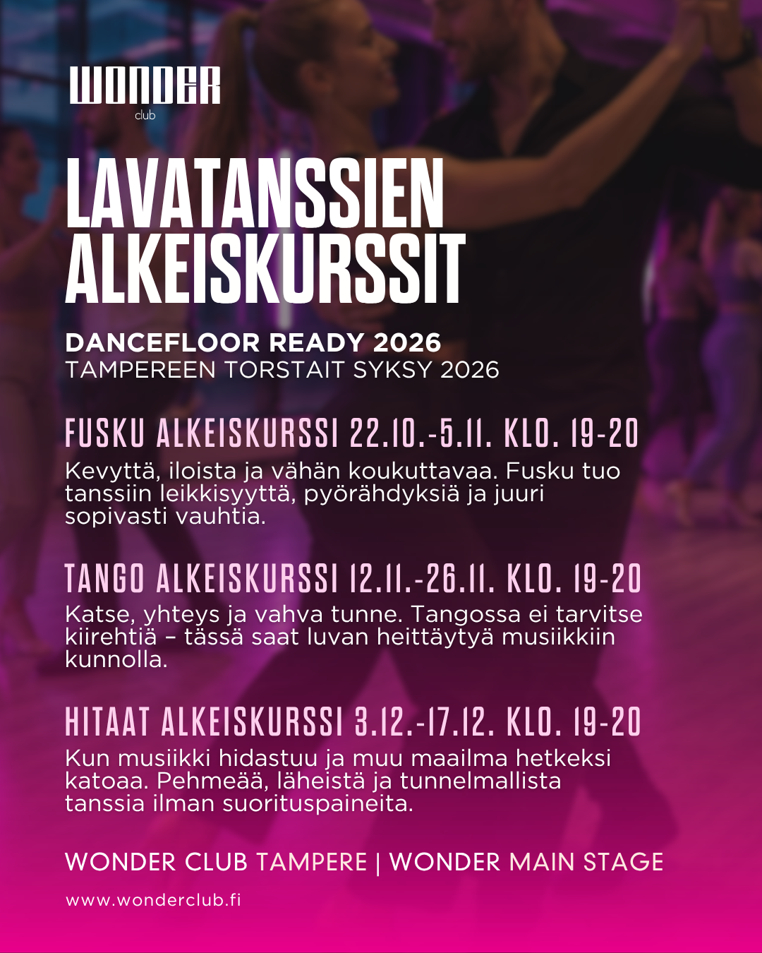 Lavatanssien alkeiskurssit FALL 2026 - Kokeilutunti 27.8. | Tampere