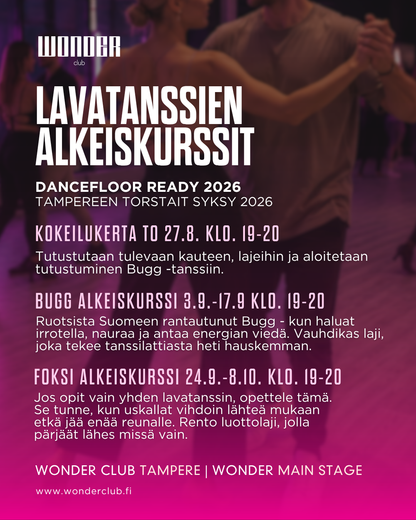 Lavatanssien alkeiskurssit FALL 2026 - Kokeilutunti 27.8. | Tampere